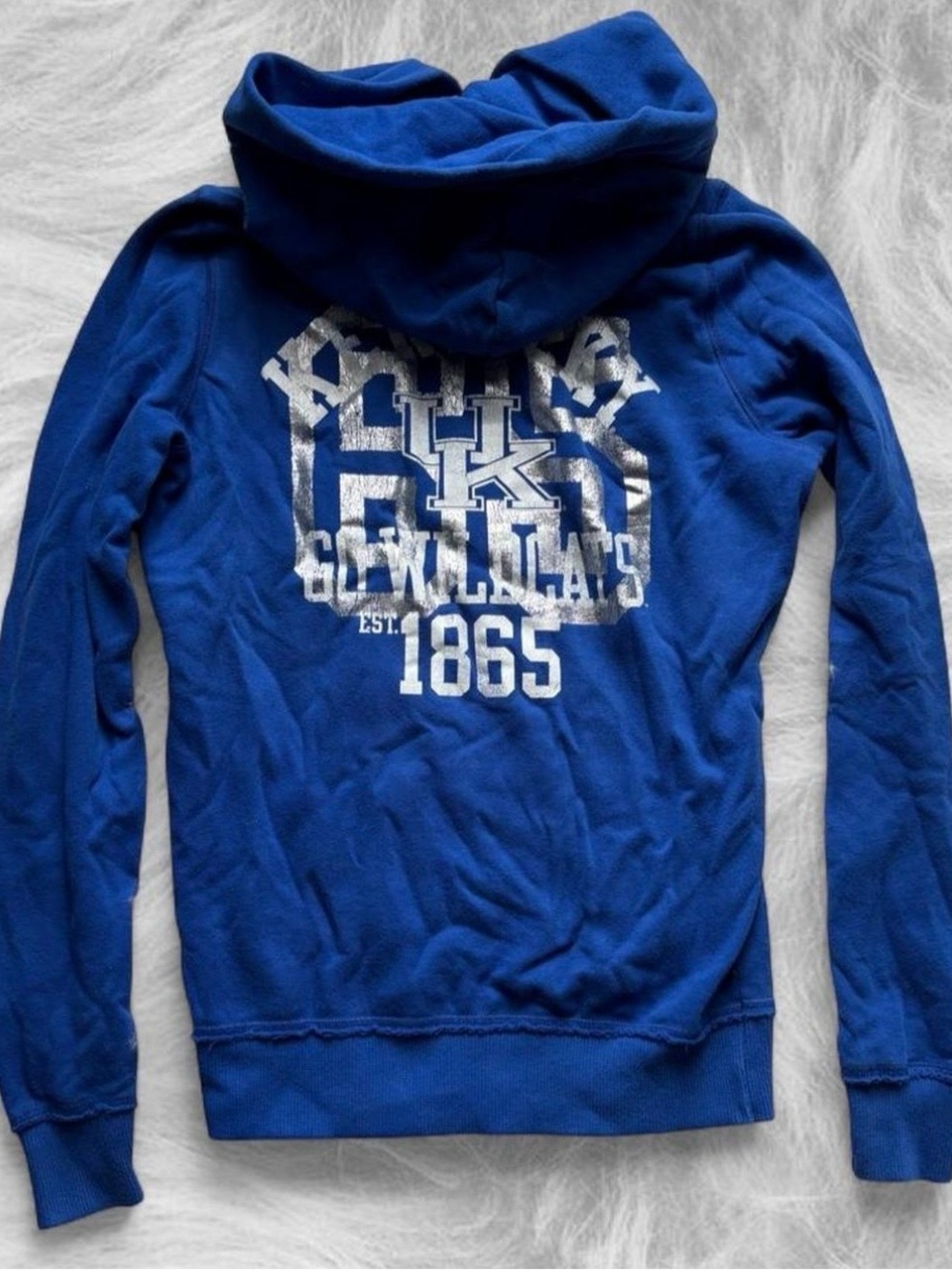 Victoria's Secret Royal Blue Zip-Up Hoodie with Silver Graphic